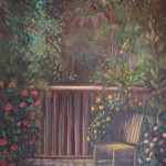 en la banca de mi jardín