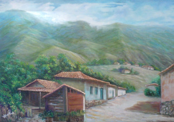 pueblo andino y su montaña